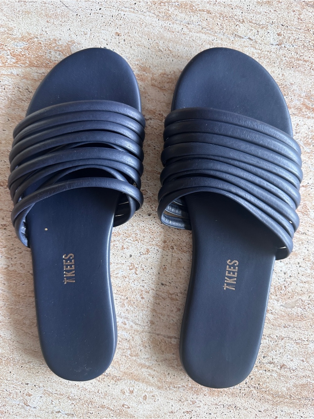 TKEES Navy Multi-Strap Slide Sandals — Women’s 9 / EU 40